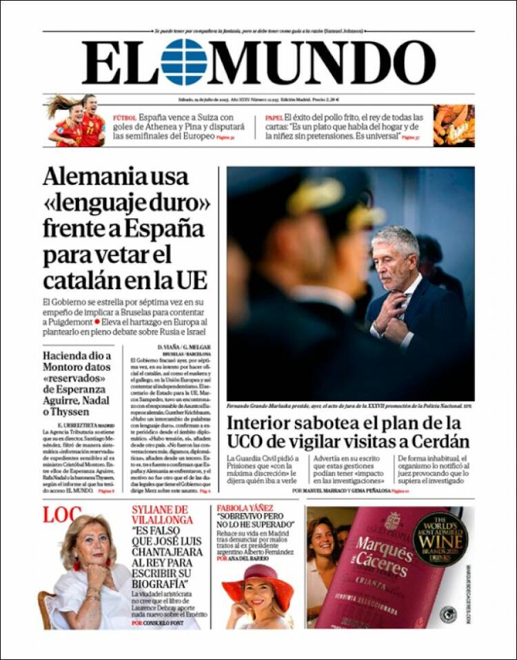 Portada de El Mundo (España)