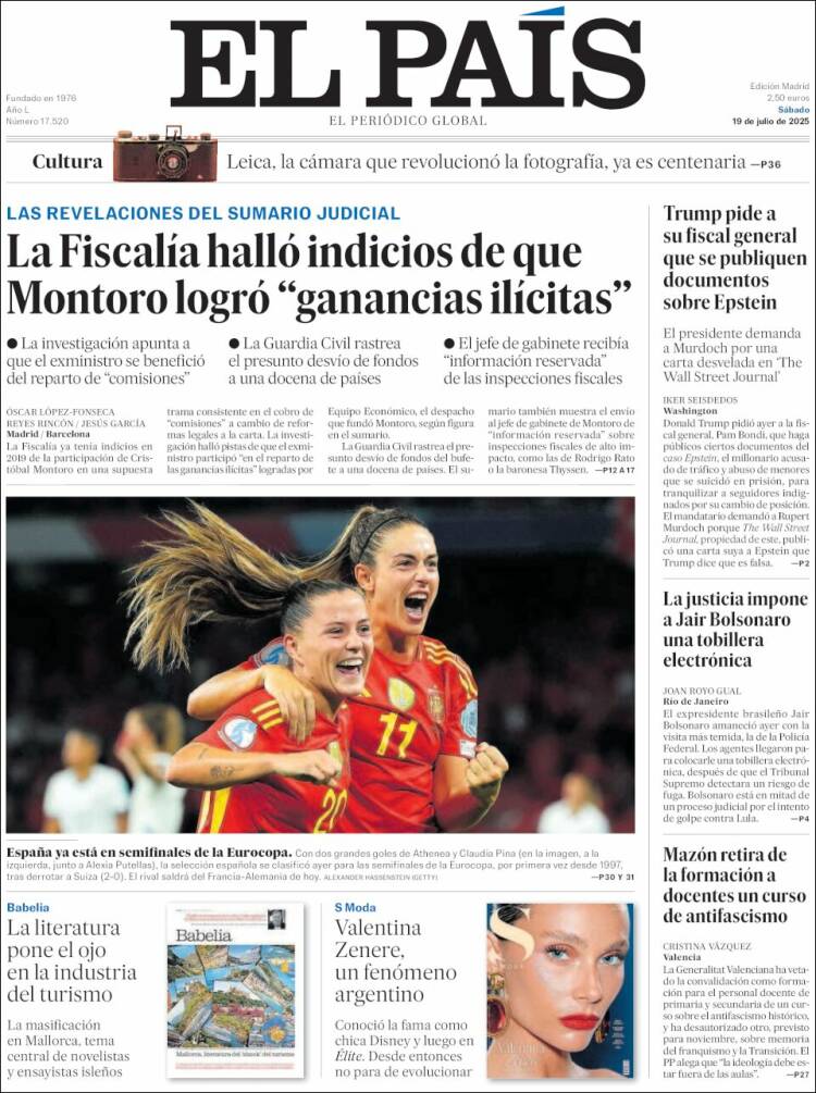 Portada de El País (España)
