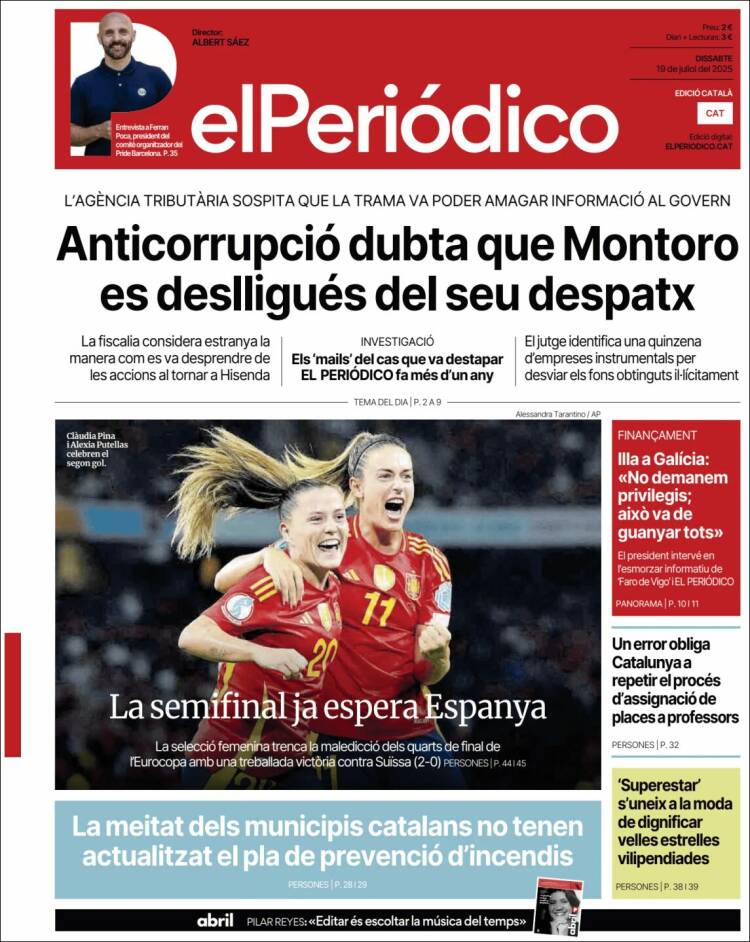 Portada de El Periódico de Catalunya (España)