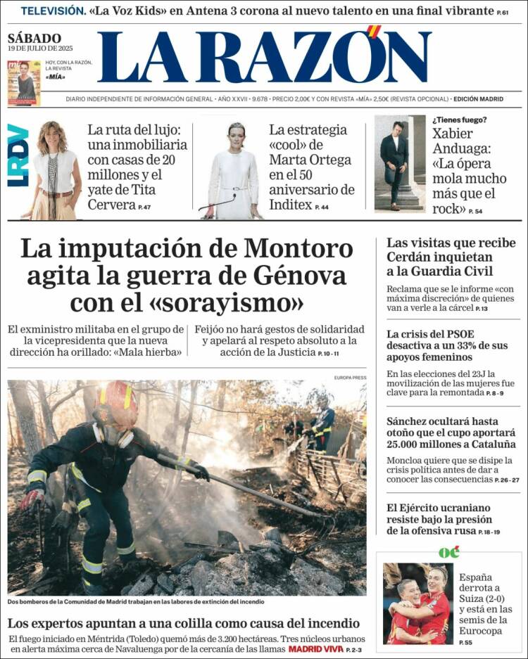 Portada de La Razón (España)