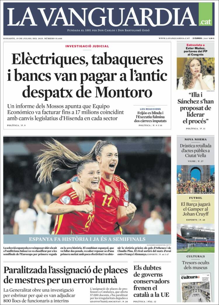 Portada de La Vanguardia (España)