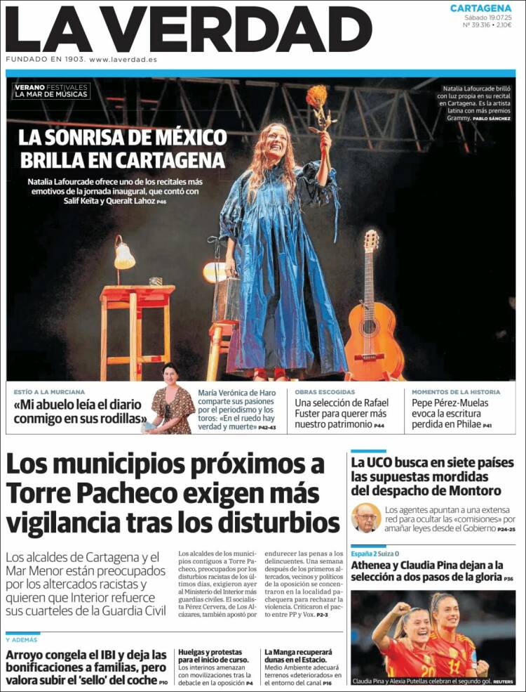 Portada de La Verdad de Cartagena (España)