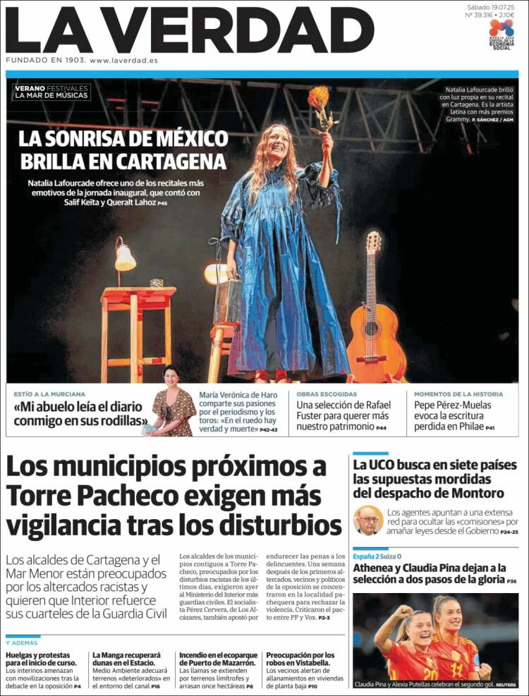 Portada de La Verdad de Murcia (España)