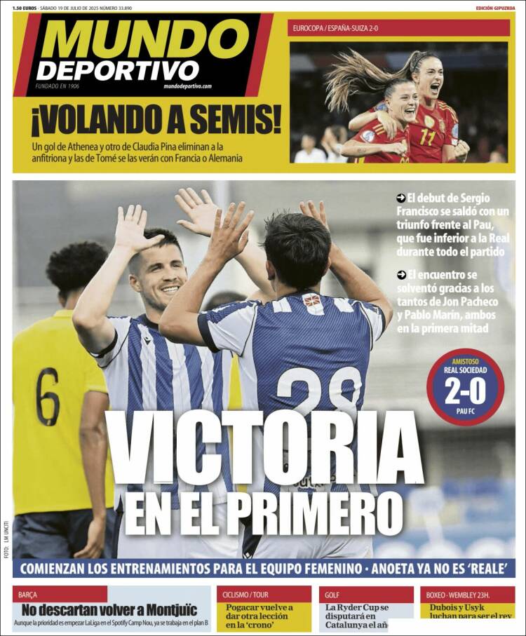 Portada de Mundo Deportivo Gipuzkoa (España)