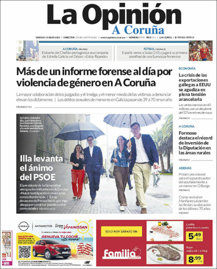 Portada de La Opinión de A Coruña (España)