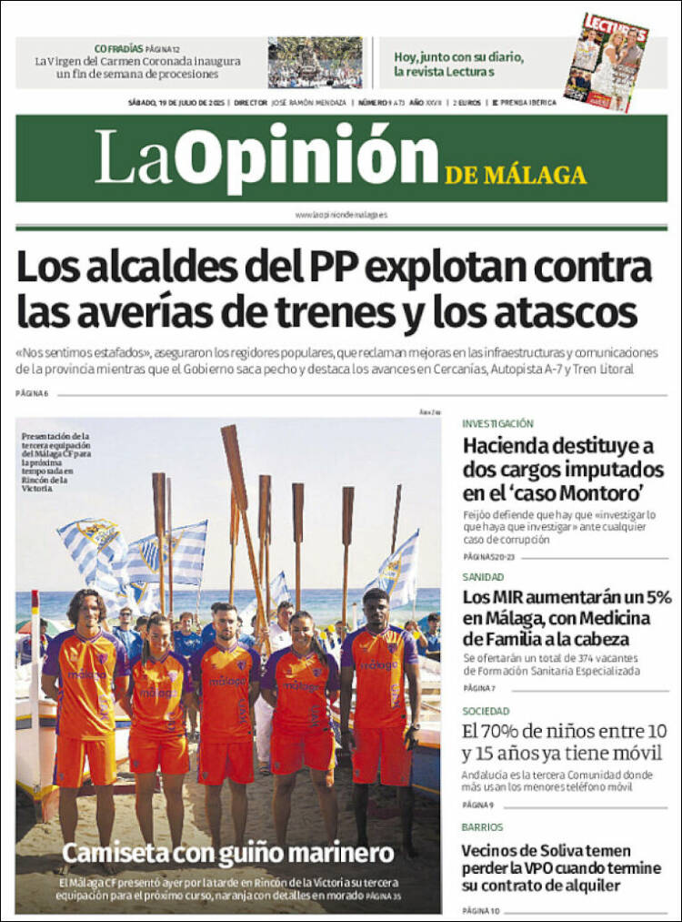 Portada de La Opinión de Málaga (España)