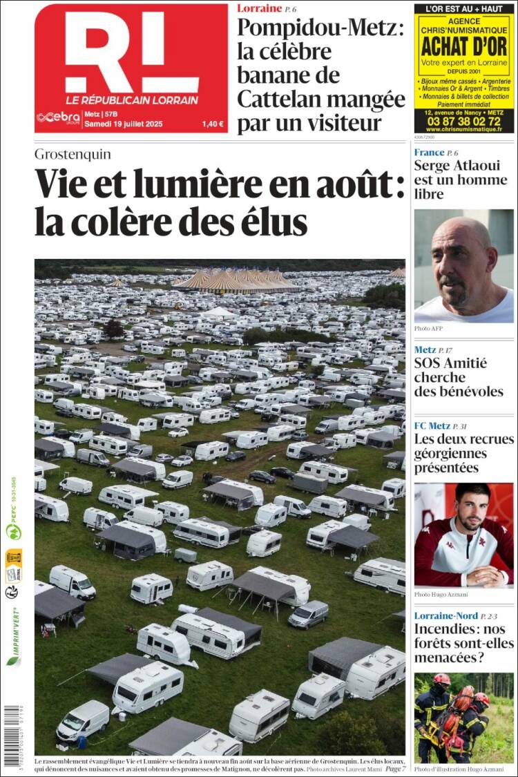 Portada de Le Republicain Lorrain (Francia)