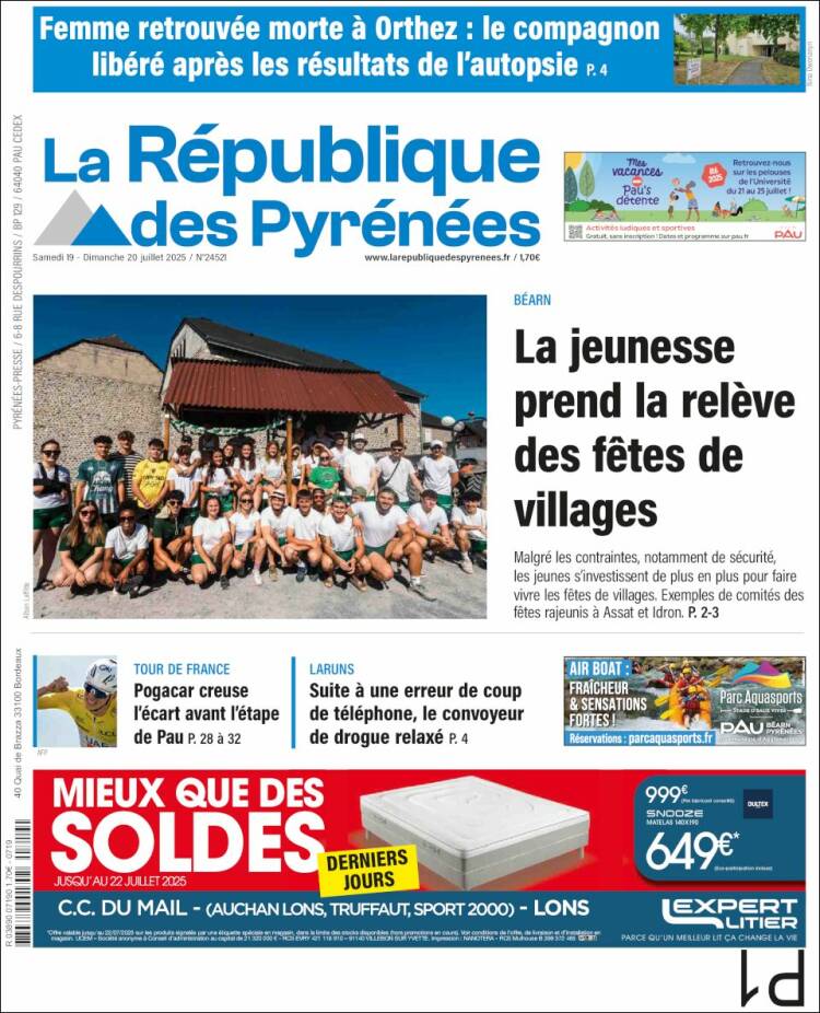 Portada de La République des Pyrénées (Francia)