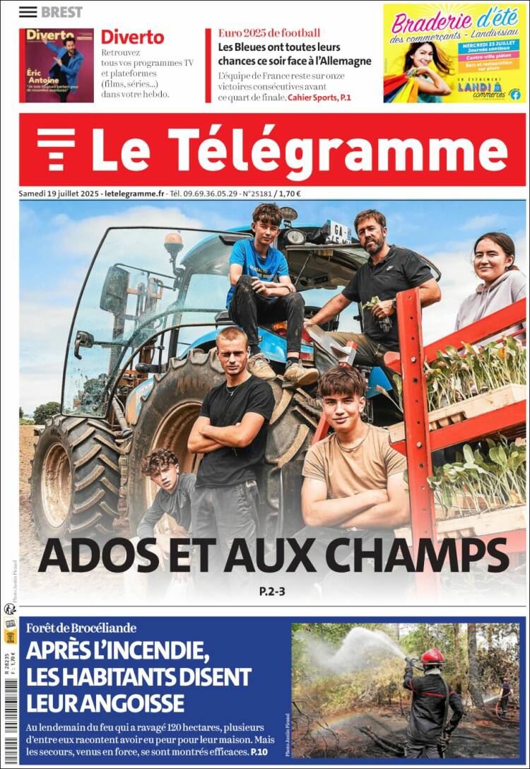 Portada de Télégramme (Francia)