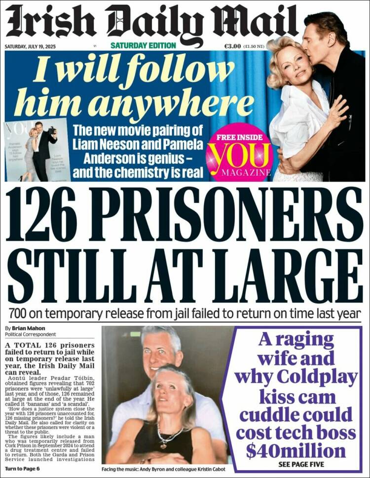 Portada de Irish Daily Mail (Irlanda)