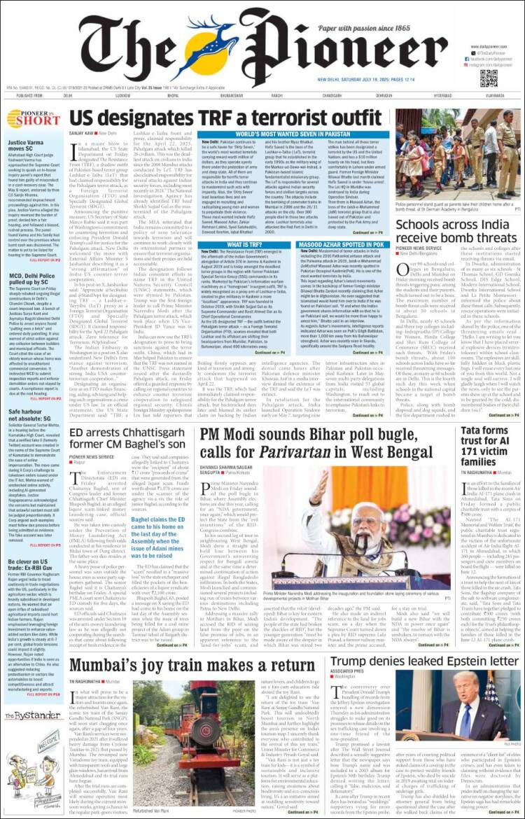 Portada de The Pioneer (India)