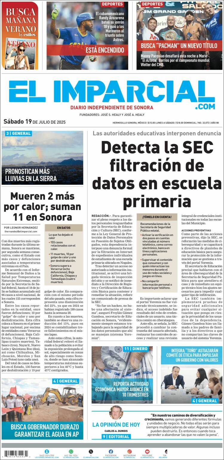 Portada de El Imparcial (México)