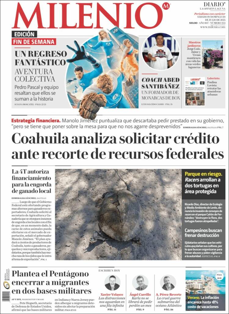 Portada de Milenio - Laguna (México)