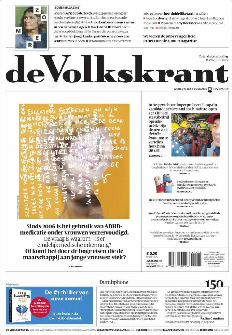 Portada de De Volkskrant (Pa&iacute;ses Bajos)
