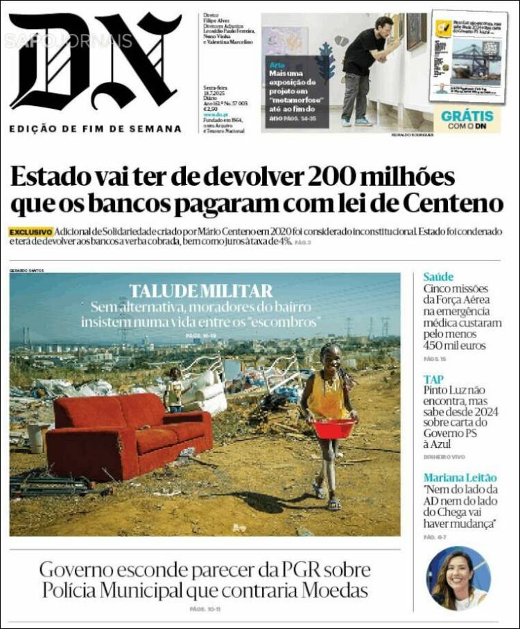 Portada de Diário de Noticias (Portugal)