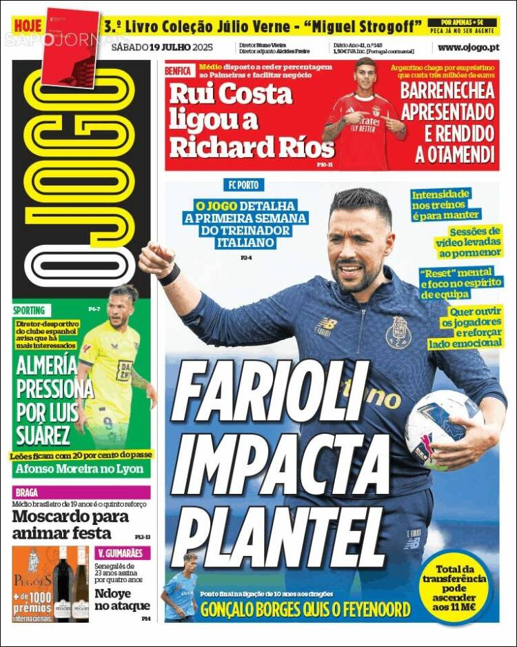 Portada de O Jogo (Portugal)