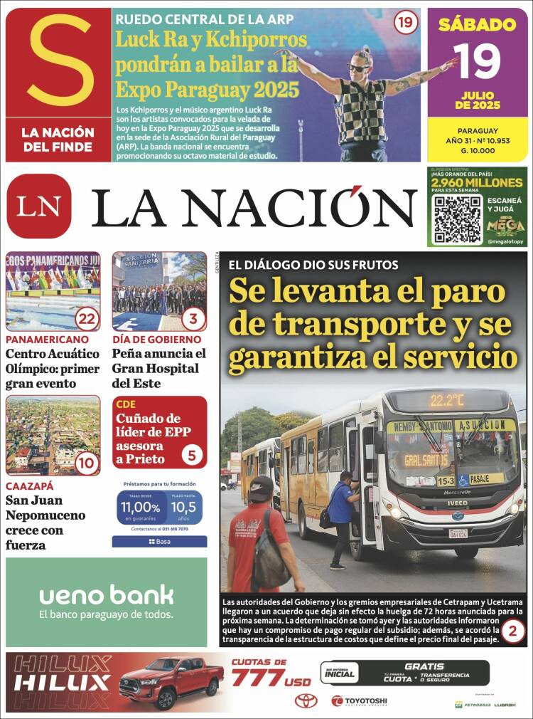 Portada de La Nación (Paraguay)