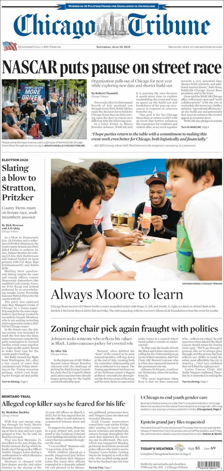 Portada de Chicago Tribune (USA)