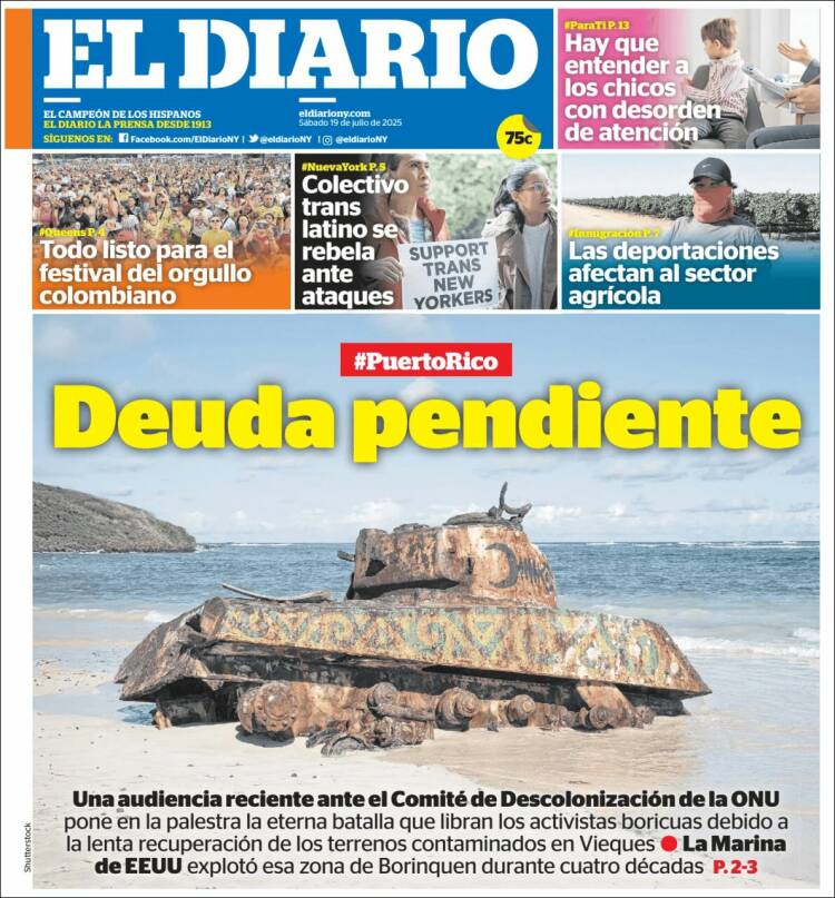 Portada de El Diario NY (USA)