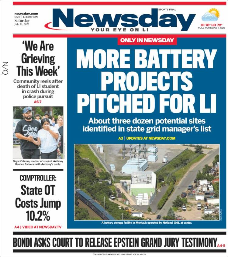 Portada de Newsday (USA)