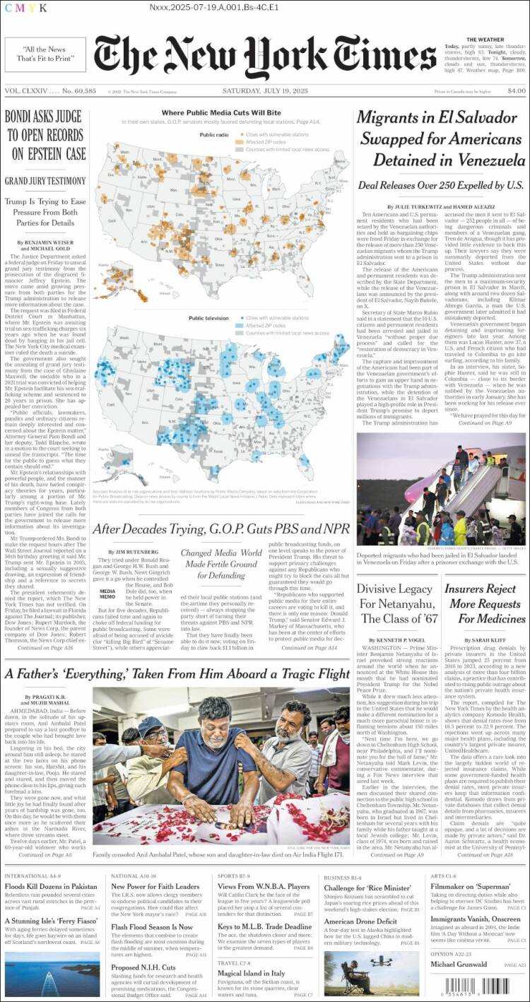 Portada de New York Times (USA)