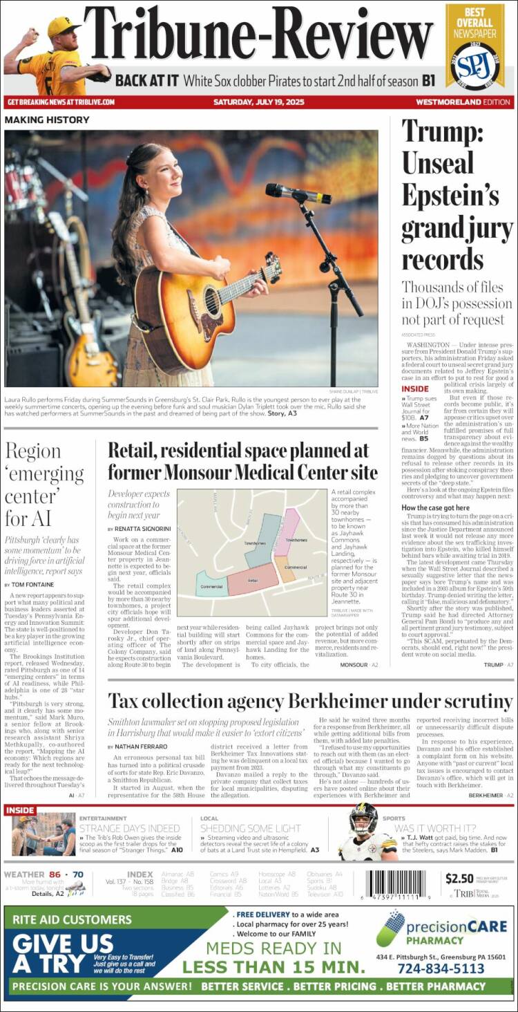 Portada de Tribune-Review (USA)