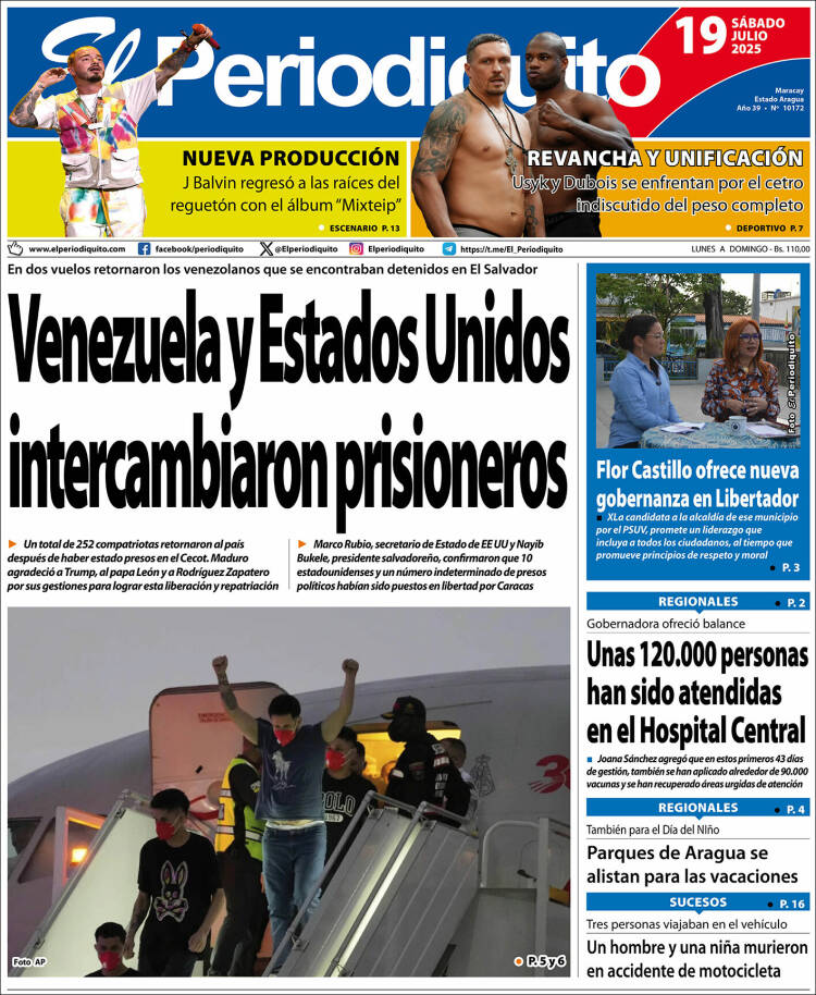 Portada de Periodiquito de Aragua (Venezuela)