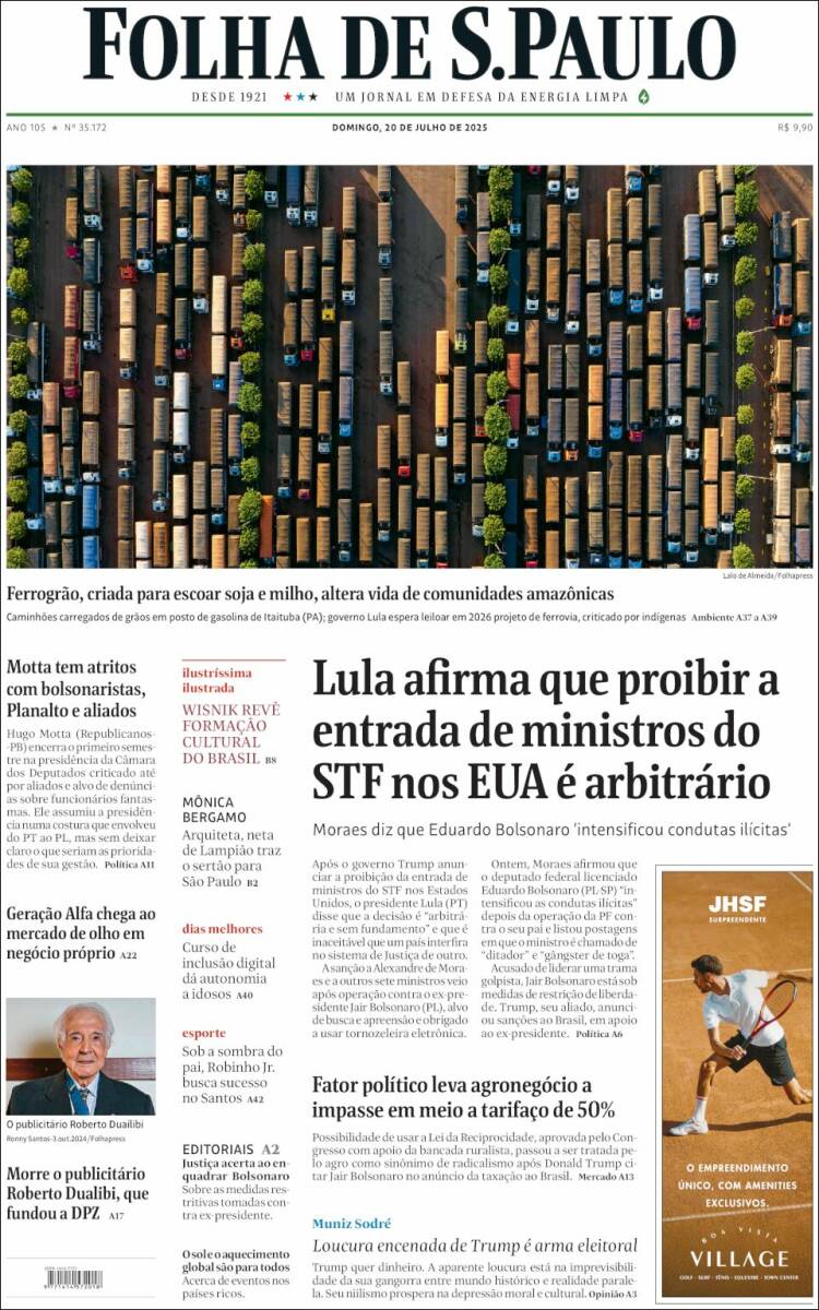 Portada de Folha de São Paulo (Brasil)
