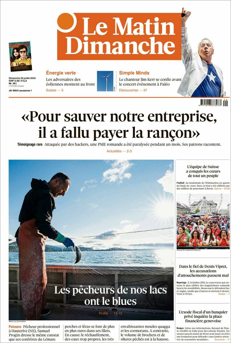 Portada de Le Matin (Suiza)