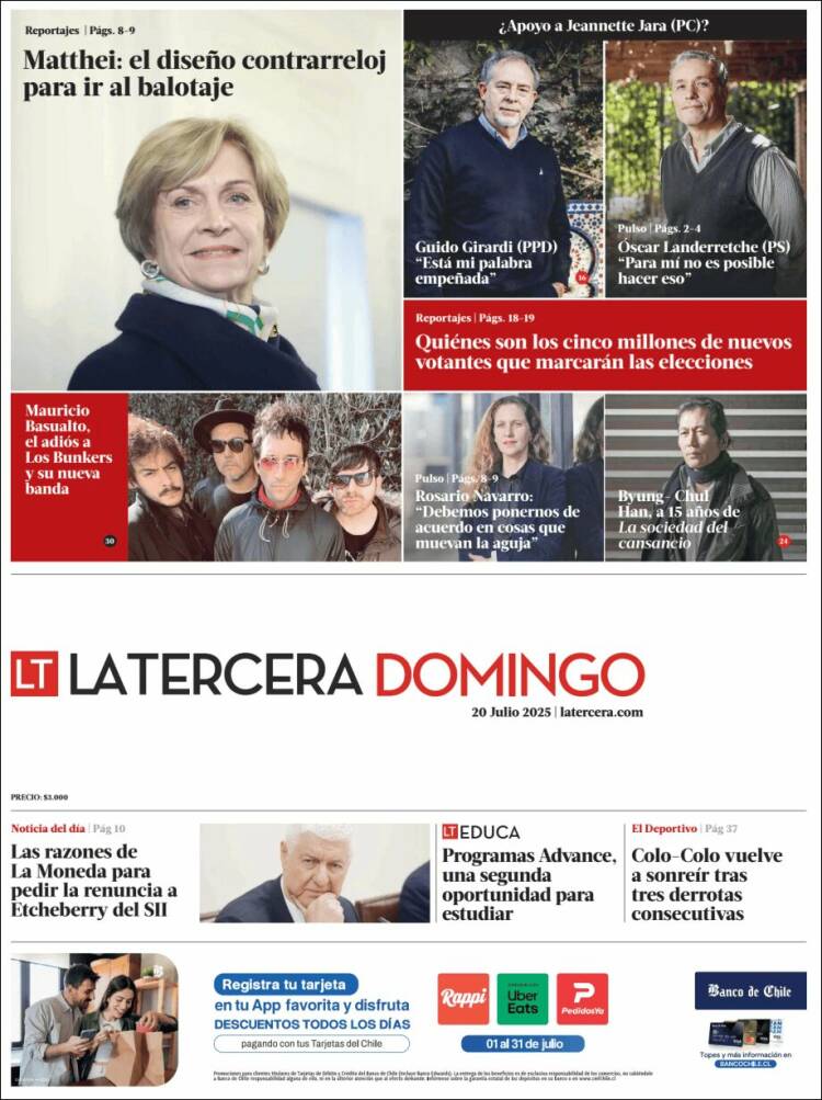 Portada de La Tercera (Chile)