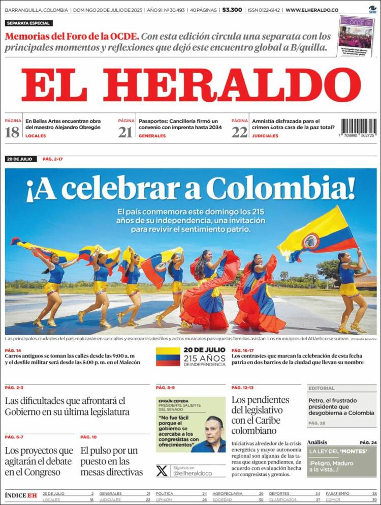 Portada de El Heraldo (Colombia)
