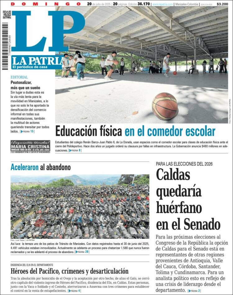Portada de La Patria (Colombia)