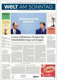 Portada de Die Welt (Alemania)