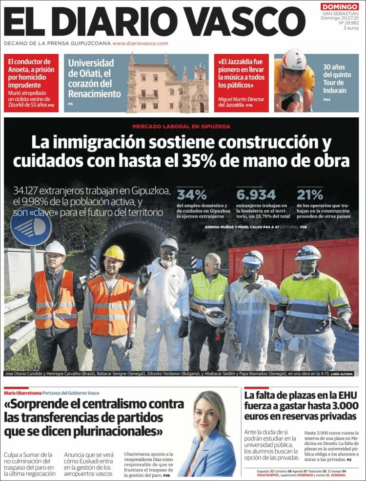 Portada de Diario Vasco (España)