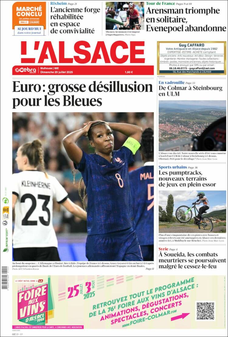 Portada de Journal L'Alsace (Francia)