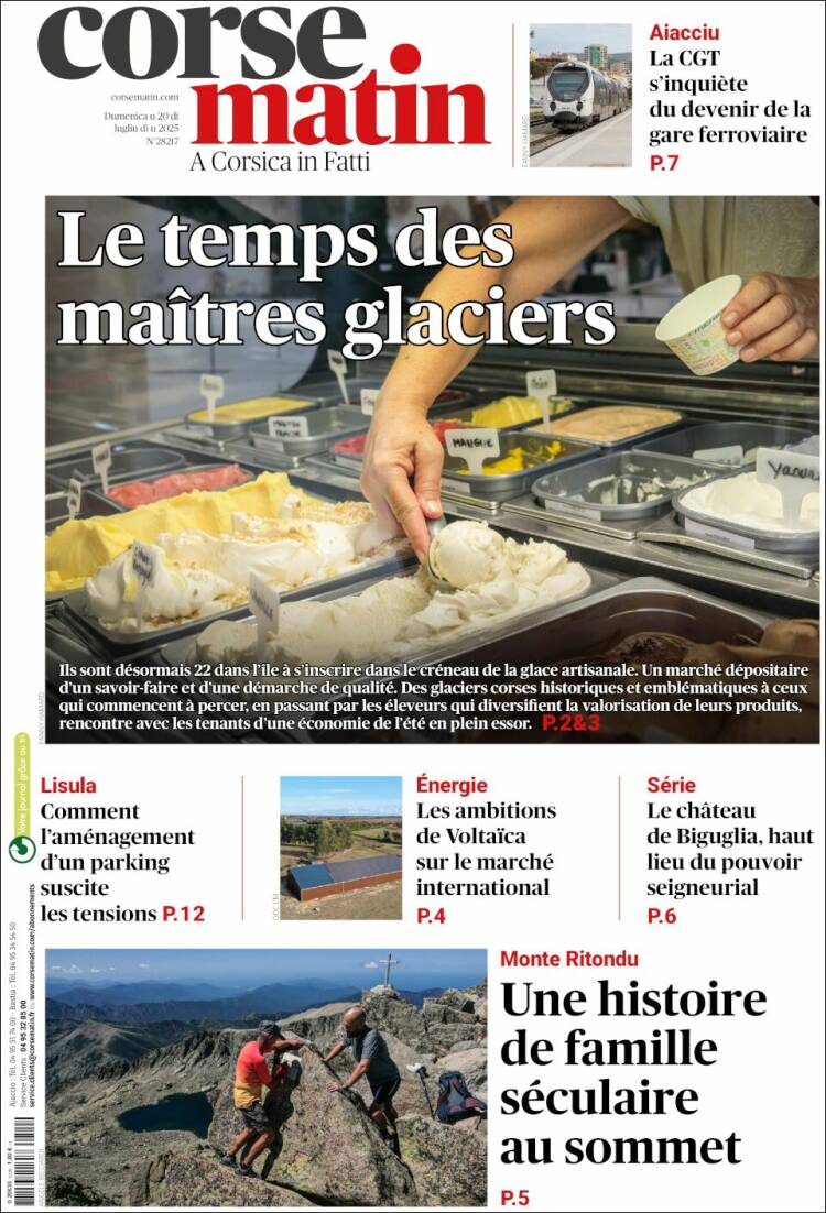 Portada de Corse-Matin (Francia)