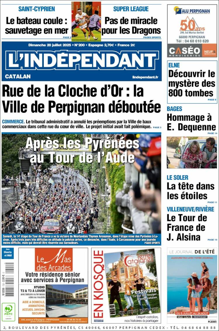 Portada de Le Indépendant (Francia)