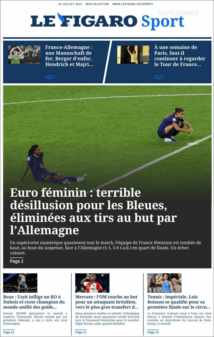 Portada de Le Figaro Sport (Francia)
