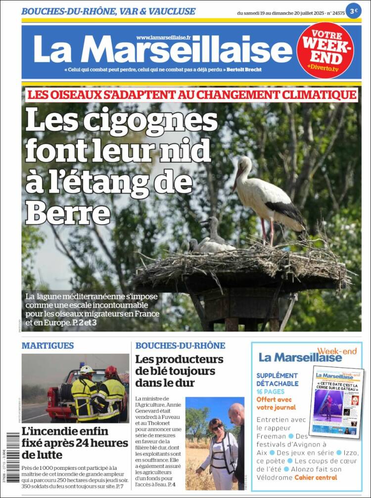 Portada de La Marseillaise (Francia)