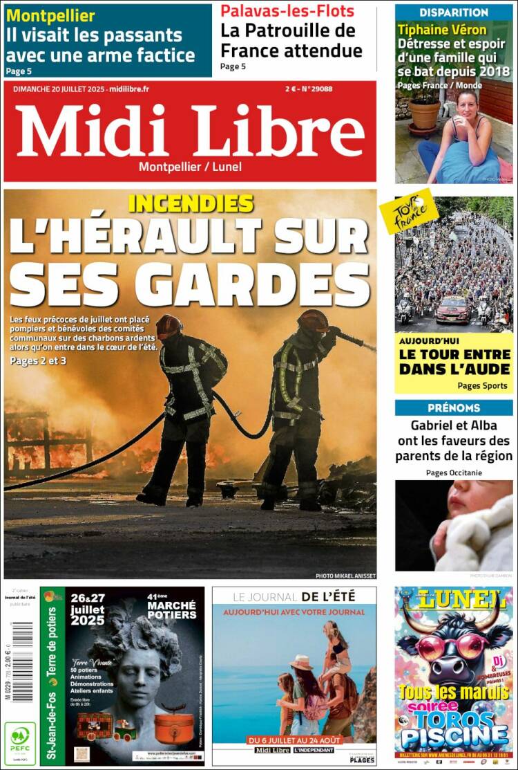 Portada de Midi Libre (Francia)