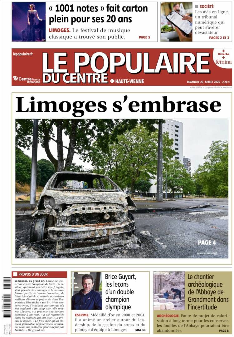 Portada de Le Populaire du Centre (Francia)