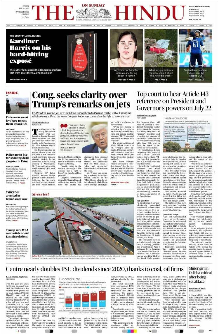 Portada de The Hindu (India)