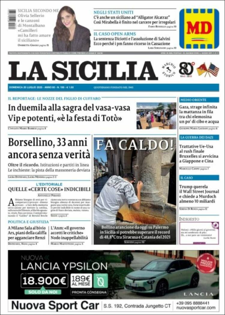 Portada de La Sicilia (Italia)