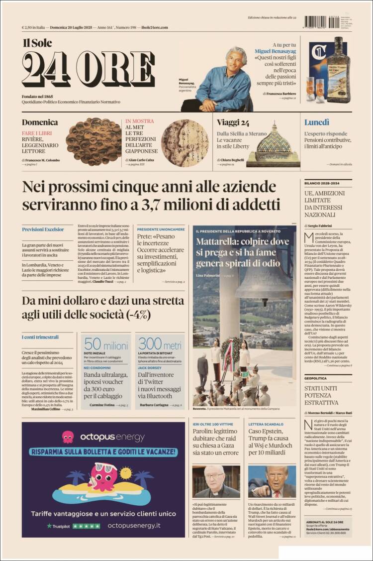 Portada de Il Sole 24 ORE (Italia)