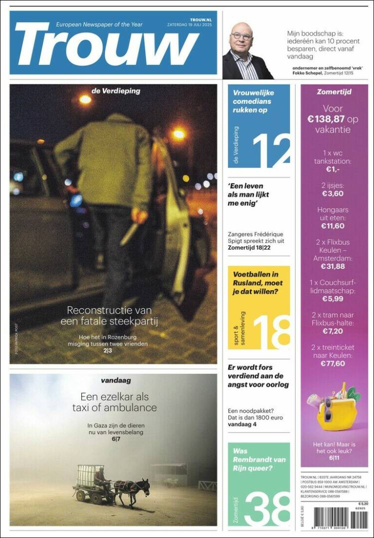 Portada de Trouw (Países Bajos)