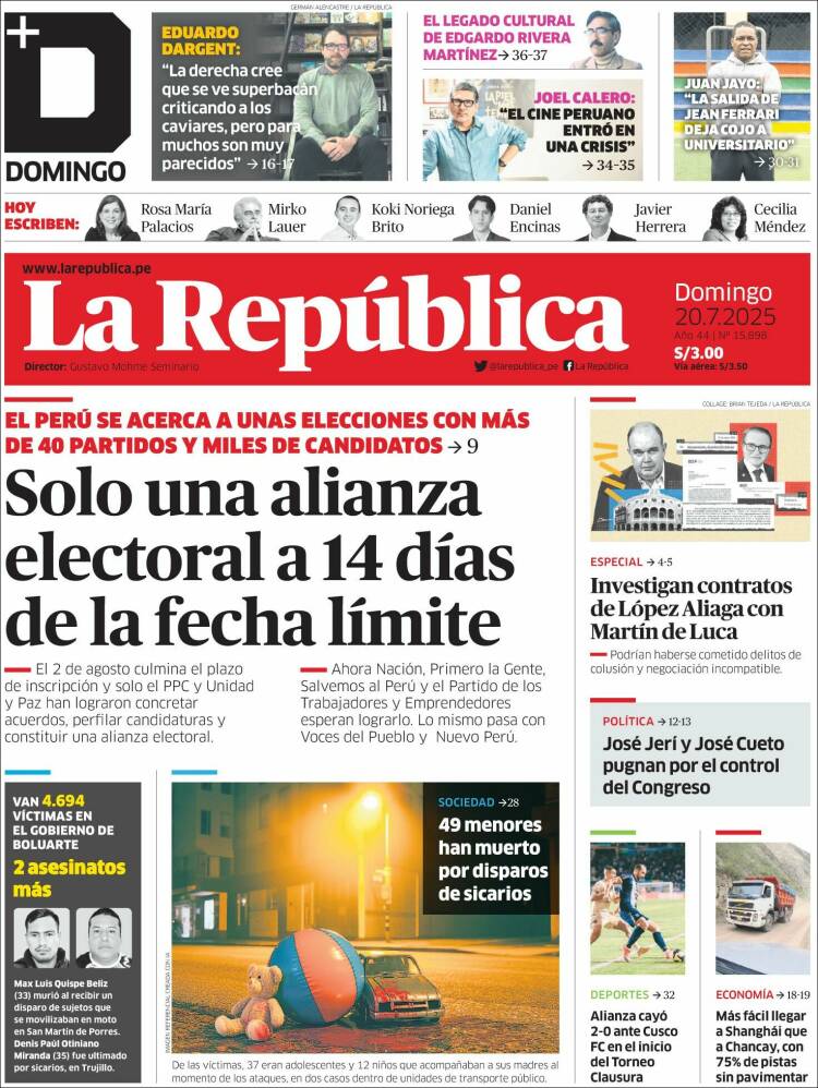 Portada de La Republica (Perú)