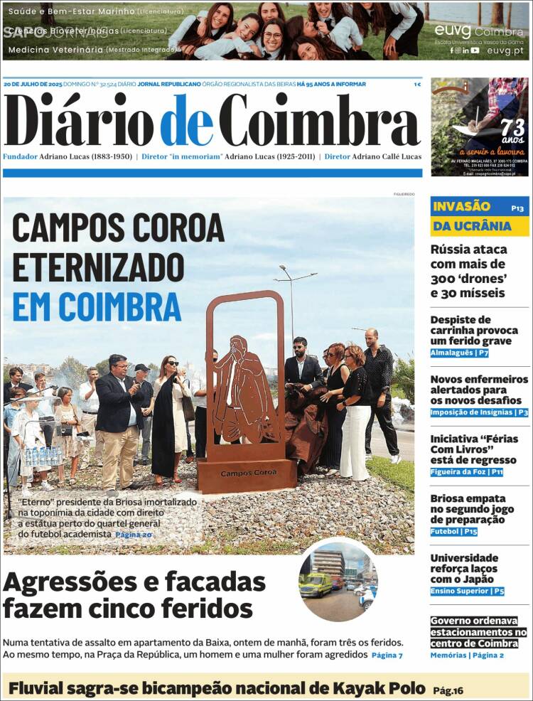 Portada de Diário de Coimbra (Portugal)