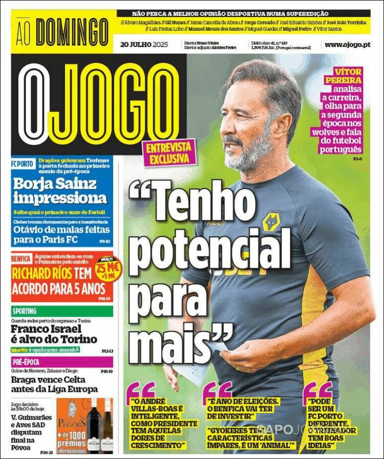 Portada de O Jogo (Portugal)