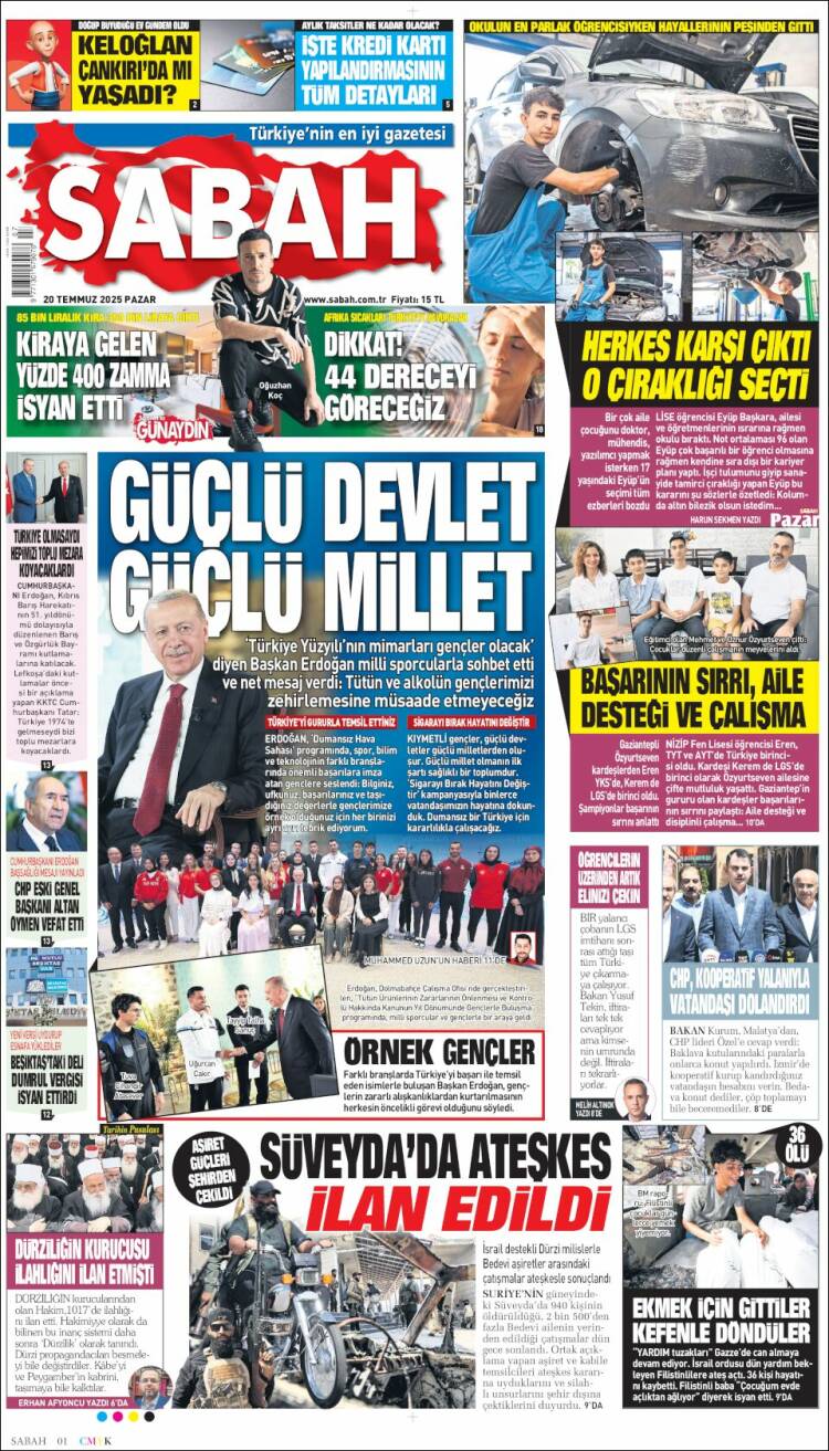 Portada de Sabah (Turquía)