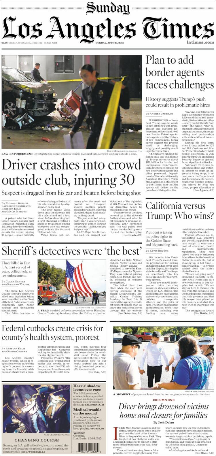 Portada de Los Angeles Times (USA)